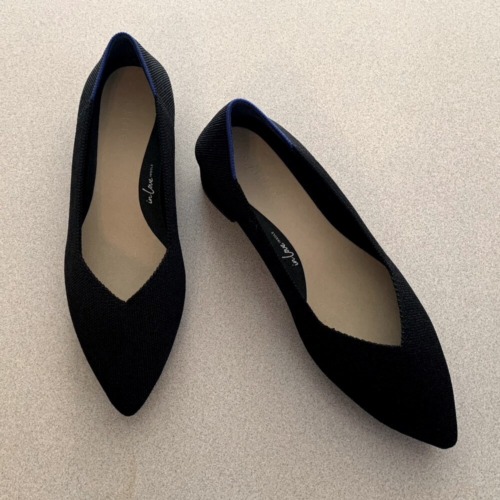 New Rothy's Heels Black Knit Fabric Size 9.5